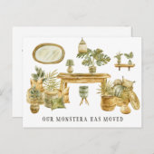 Aquarelle Monstera Moving Faire-part (Devant / Derrière)