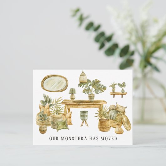 Aquarelle Monstera Moving Faire-part (Debout devant)