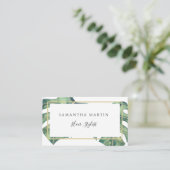 Aquarelle Monstera Verdure Carte de visite or (Debout devant)