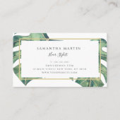 Aquarelle Monstera Verdure Carte de visite or (Dos)