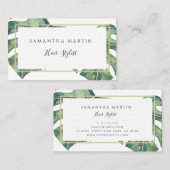 Aquarelle Monstera Verdure Carte de visite or (Devant / Derrière)