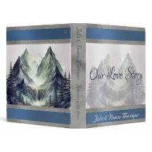 Aquarelle Montagnes Album de mariage bleu 2