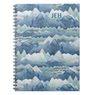 Aquarelle Montagnes Monogramme Carnet spiral
