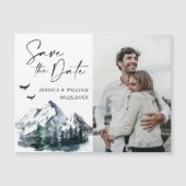 Aquarelle Monts Enregistrer la date Carte magnétiq (Devant)