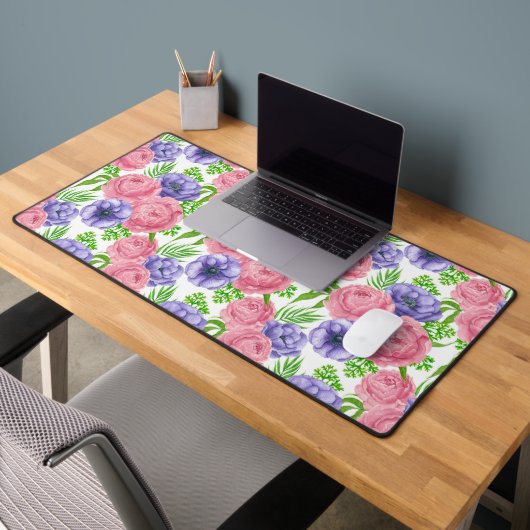 Aquarelle motif avec des fleurs de pivoine et d'an (Bureau 2)
