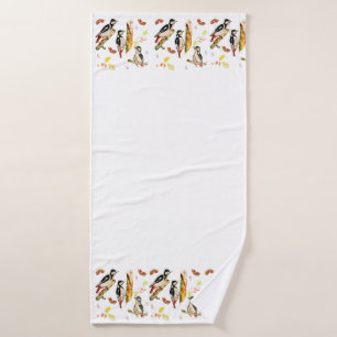 Aquarelle motif avec oiseaux pic