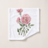 Aquarelle motif de fleurs et bourgeons de roses (Gant de toilette)