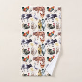 Aquarelle motif des animaux de ferme (Serviette à main)