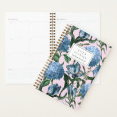 Aquarelle motif floral bleu rose Monogramme 2024 (Devant avec enveloppe)