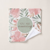 Aquarelle Motif Floral Monogramme (Gant de toilette)