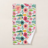 Aquarelle Motif Floral Nom monogramme (Serviette à main)