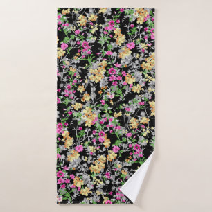 aquarelle motif floral transparent fond noir
