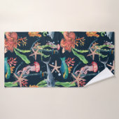 Aquarelle motif transparent avec requin et laminai (Serviette de bain)