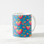 Aquarelle multicolore Coeurs café Mug (Devant droit)