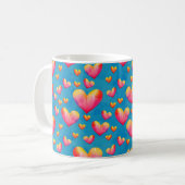 Aquarelle multicolore Coeurs café Mug (Devant gauche)