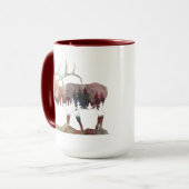 Aquarelle multicolore en boue Mug silhouette d'Elk (Devant gauche)