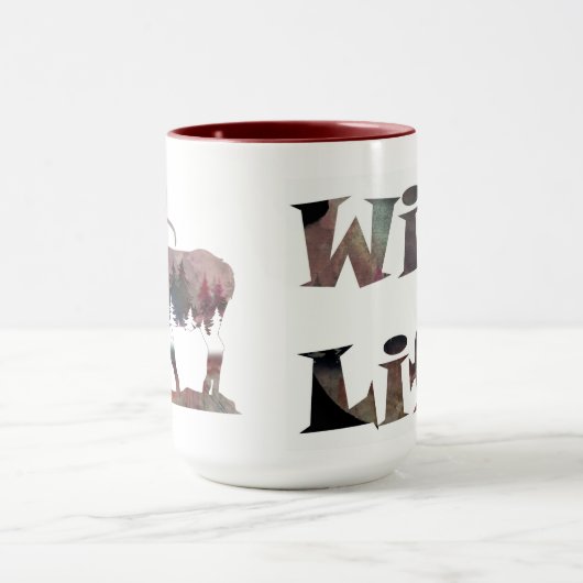 Aquarelle multicolore en boue Mug silhouette d'Elk (Centre)