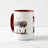 Aquarelle multicolore en boue Mug silhouette d'Elk (Devant gauche)