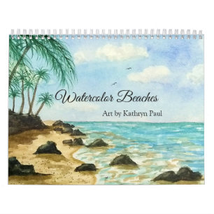 Aquarelle mur de peintures de plage Calendrier