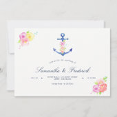 Aquarelle Nautique Thème Ancre Mariage Invitation (Devant)