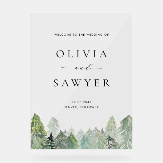 Aquarelle Neige Forêt À feuillage persistant Maria (Recto)