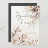 Aquarelle neutre Invitation à la douche florale (Devant / Derrière)