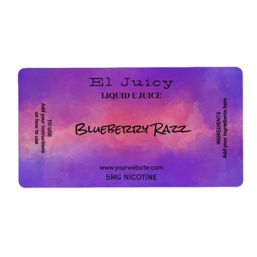 Aquarelle Nicotine Vape E Jus Étiquettes (Devant)
