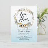 Aquarelle Nid Filles Invitation Baby shower (Debout devant)