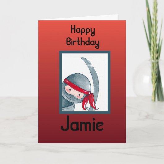 Aquarelle Ninja, Carte Anniversaire (Devant)