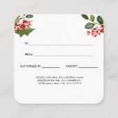 Aquarelle Noël Berry Holly Certificat cadeau (Dos)
