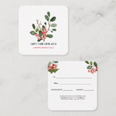 Aquarelle Noël Berry Holly Certificat cadeau (Devant / Derrière)