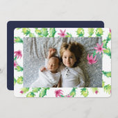 Aquarelle Noël Cactus Carte photo (Devant / Derrière)