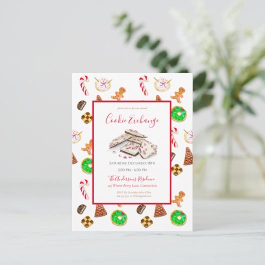 Aquarelle Noël Cookies Échange Invitation (Debout devant)