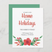 Aquarelle Noël Floral Moving Faire-part (Devant / Derrière)