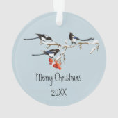 Aquarelle Noël Holly Magpie Oiseau Nature Art (dos)