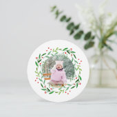 Aquarelle Noël Holly Wreath Cartes photos (Debout devant)