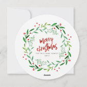 Aquarelle Noël Holly Wreath Cartes photos (Dos)