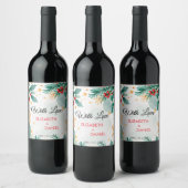 Aquarelle Noël Mariage Vin Étiquettes - Festif (Bouteilles)