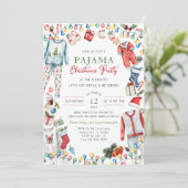 Aquarelle Noël Pajama Party Invitation (Debout devant)