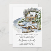 Aquarelle Noël Pays Moteur Faire-part (Devant / Derrière)