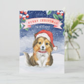 Aquarelle Noël Sheltie Furie Carte de Noël (Debout devant)
