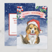 Aquarelle Noël Sheltie Furie Carte de Noël (Devant / Derrière)