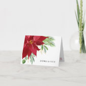 Aquarelle Noël vacances Poinsettia Merci (Devant)