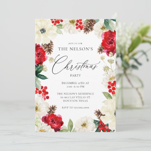 Aquarelle Noël vert Invitation (Debout devant)