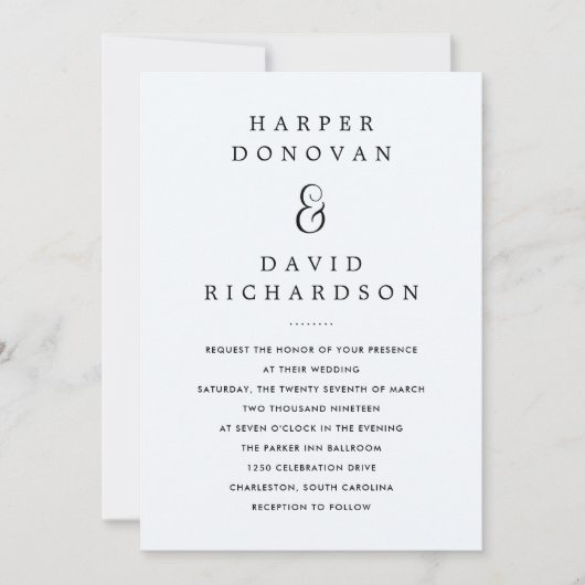 Aquarelle noir | Faire-part de mariage (Devant)