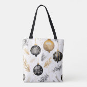 Aquarelle Noir & Or Design Sac fourre-tout de Noël (Dos)