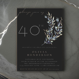 Aquarelle noire Branche d'olive Invitation d'anniv