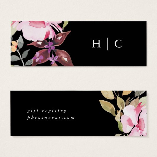 Aquarelle noire Elégante Belle carte d'enregistrem (Devant & derrière)