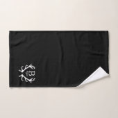Aquarelle noire et monogramme rustique (Serviette à main)