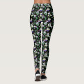 Aquarelle noire Fuchsia Leggings femmes (Dos)